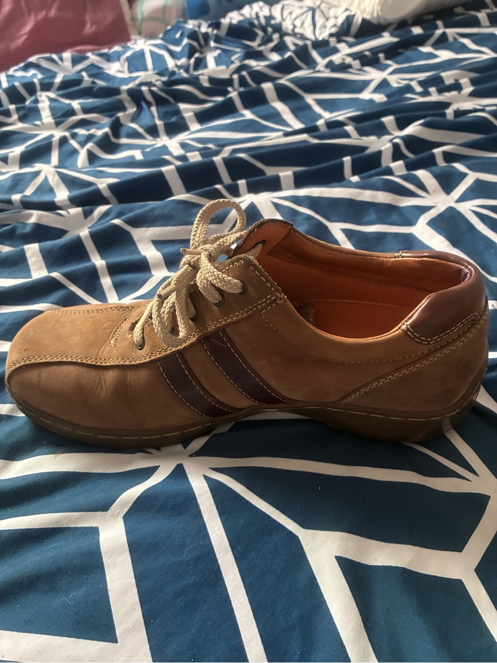 Skechers Women’s Tan and Dark Brown Lace-Up Athletic Shoe